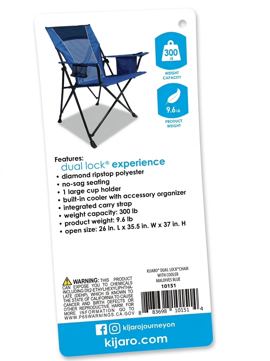 Kijaro Dual Lock Chair with Cooler – Maldives Blue